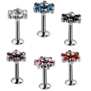 De titanio flor oreja <span class=keywords><strong>Tragus</strong></span> cartílago anillos 16G de cristal pendiente Labret Stud Piercings de las mujeres de la joyería de los hombres - Product Image 3
