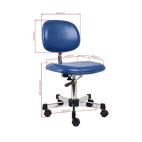 Mobilier de laboratoire Chaise de travail antistatique ESD en cuir PU conducteur bleu pour salle blanche