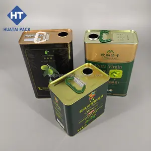 Custom Extra Virgin Olive Oil Tin Cans 3L Square Olive Oil Tin Can With Handle 2.5L Edible Oil Tinplate Can
