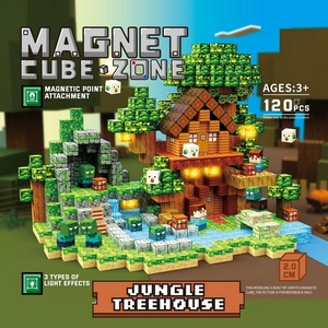 Cubes de construction magnétiques <span class=keywords><strong>en</strong></span> plastique ABS KSF, style bac à sable, briques de construction avec textures d'herbe, de pierre et de <span class=keywords><strong>bois</strong></span> pour enfants - Product Image 6