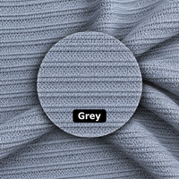 Tissu texturé extensible en maille côtelée double en polyester gris pour la confection de vêtements et de prêt-à-porter