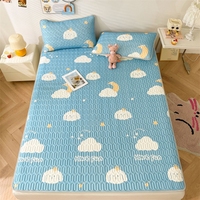 Ensemble de matelas en latex 3 pièces écologiques pour l'été avec motifs d'animaux floraux Drap de lit plat imperméable pour la maison et l'hôtel