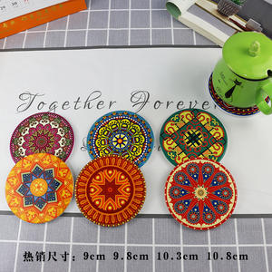 แผ่นรองแก้วเซรามิคลายมันดาลา รูปทรงกลม ป้องกันความร้อน ซึมซับได้ดี กันลื่น ใช้สำหรับกาแฟ ชา ชุดของขวัญ - Product Image 4