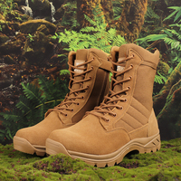 Bottes tactiques antidérapantes, respirantes, résistantes au sable, en cuir et maille, pour la randonnée en plein air, avec soutien de la cheville, fermeture éclair, logo personnalisé