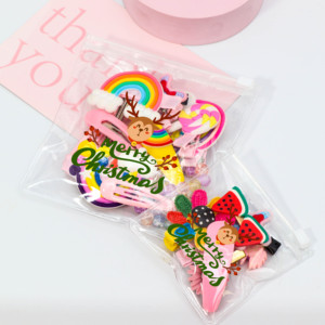 Bolsa de Plástico PVC Transparente con Cierre, Mini Bolsa para Joyería con Impresión Personalizada Navideña, Bolsa para Accesorios - Product Image 1