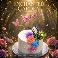 Kit de 11 décorations de gâteau flottantes 3D en forme de papillon et de fleurs en soie, ensemble de pivoines artificielles multicolores pour la décoration de jardin et de fêtes d'anniversaire