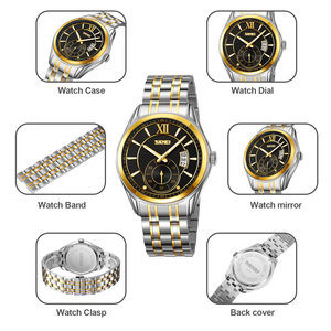 Men's round chronograph <b>watch</b> Luxury stainless steel wristwatch 30M waterproof quartz <b>watch</b> - Product Image 3