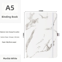 Agenda de Papel Blanco A5 de Alta Calidad, Cuaderno de Mármol con Cierre Elástico, Tapa Dura, Planificador Espiral, Regalos Escolares, 80 Hojas