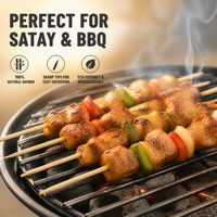 Wholesale Korean Long Handle Bamboo Skewers Custom Logo 4mm Carbonized Anti-Mold Camping Sticks Restaurants Wedding Decoration