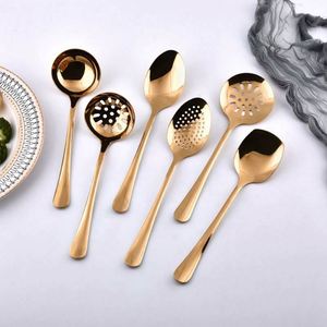 Custom Golden Color Stainless Steel Kitchenware <b>Tool</b> Sets 9PCS Silver Spoon Ladle Spatula Strainer Set Tableware Set - Product Image 3