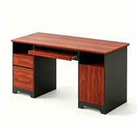 Bureau de direction avec tiroir pour classeurs, plateau pour clavier et 2 tiroirs, couleur bois, bureau à domicile avec 2 tiroirs de rangement verrouillables
