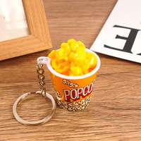 Porte-clés créatif en PVC en forme de pop-corn, jouet amusant pour la décoration de sacs de voiture, d'étudiants ou de couples