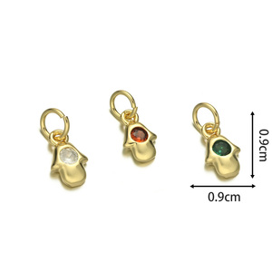 Mini-breloques HD590 en laiton plaqué or 18 carats avec zircon cubique coloré, pendentifs Cœur/Lune/Étoile/Œil porte-bonheur/Tortue pour la création de bijoux DIY - Product Image 6