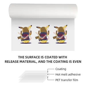 Çift taraflı rulo 60Cm soğuk gözyaşı ısı transferi PET Film DTF kağıt