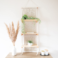 Étagère murale bohème en macramé à 3 niveaux avec corde en coton faite à la main