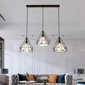 Toptan fiyat avize Nordic iç mekan aydınlatması demir sanat siyah mutfak ada oturma odası Led kolye ışıkları