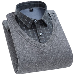 Factory <span class=keywords><strong>Outlet</strong></span> Plus camicia Pullover in pile maglione lavorato a maglia camicie a maniche lunghe da <span class=keywords><strong>uomo</strong></span> calde invernali - Product Image 1