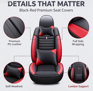 Housses <span class=keywords><strong>de</strong></span> siège <span class=keywords><strong>auto</strong></span> YMSD compatibles airbag en PU – Ensemble imperméable, résistant à l'usure, toutes saisons, design minimaliste, découpes pré-établies - Product Image 2