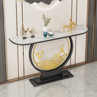 Table console d'entrée en pierre de quartz et métal, style chinois moderne et minimaliste, haut de gamme, multifonctionnelle, nouvelle collection