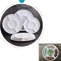 Onbreekbaar restaurant hapjes-snack servies 12 inch wit melamine schaal met 5 compartimenten
