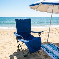 Chaise pliante à dossier haut avec porte-gobelet, style glamping, en acier carbone, portable, pour camping et plage, OEM