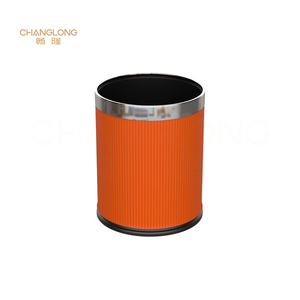 Luxury Leather Waste Basket Hotel Standing Trash Can Stainless Steel 10L Room <strong>Accessories</strong> Factory Direct Price - Product Image 1