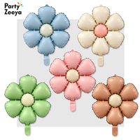 Décoration de fête d'anniversaire rétro avec fleurs en papier cartonné mat à six pétales, motif marguerite et ballon, pour arrangement floral.