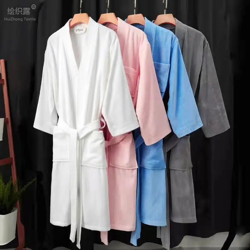 HOT Verkauf Kimono Robe Frauen Schnitt Haufen maßge schneiderte Logo Bade mäntel Spa Baumwolle Roben für Männer und Frauen