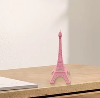 Modèle de statue Art Déco créative Tour Eiffel rose en alliage de haute qualité pour décoration d'anniversaire