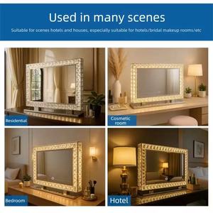 Luxury Crystal LED Makeup <b>Mirror</b> Lighted Vanity <b>Mirror</b> with Smart Touch Dimming Diamond Frame Tabletop Cosmetic <b>Mirror</b> - Product Image 4