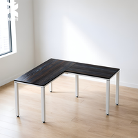 Bureau en L 150x150x75cm avec chemin de câbles intelligent, table de bureau longue pour un look sans fils, mobilier de bureau