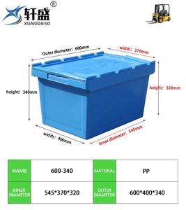 Reutilizable Compra Alquiler Barato Bloqueable Juguetes Ropa Apilable Organizador Embalaje Almacenamiento Tote Caja móvil de plástico con tapa - Product Image 4