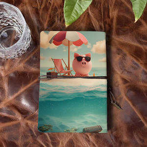 Cuaderno A6 Regalo de Pascua para que los gerentes den a los equipos como símbolos de unidad con alcancía Silla de playa Paraguas impreso en la ensenada - Product Image 3
