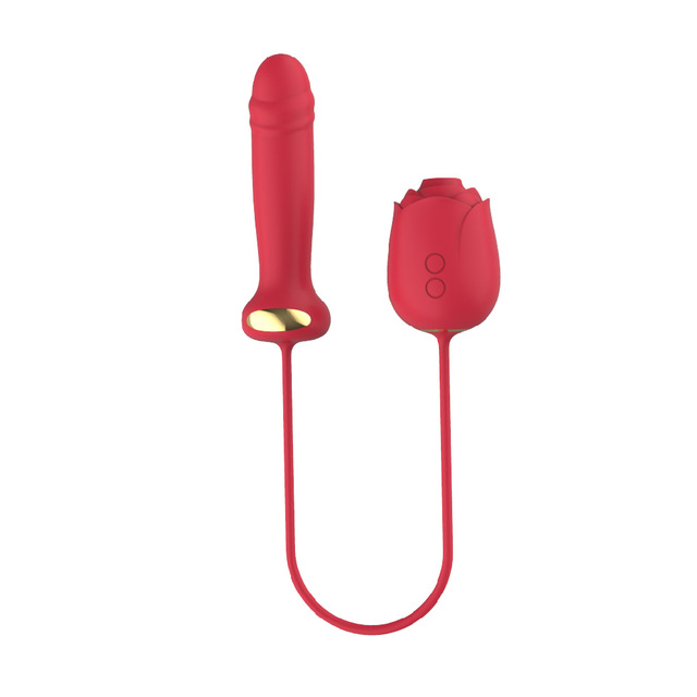 Adult Toy for Women's Thrusting Tongue Silicone Vibrator with Clitoral Suction & Extension Function