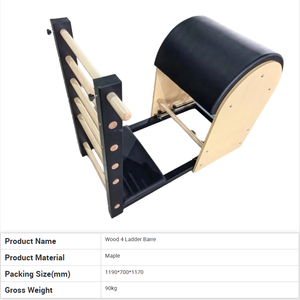 Baril d'escalier de Pilates portable et réglable avec design de <span class=keywords><strong>chaise</strong></span> Wunda - Équipement en bois d'érable peu encombrant pour la salle de sport à domicile et le studio - Product Image 2