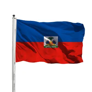 Diskon besar murah kualitas tinggi ukuran kustom cetak layar sutra poliester 3X5 kaki Haiti bendera Haiti