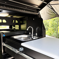 Boîte de rangement pour outils de camionnette 4x4 Hilux Ranger sur mesure, revêtement poudré, étanche, avec auvent et plateau, tente de toit et cuisine