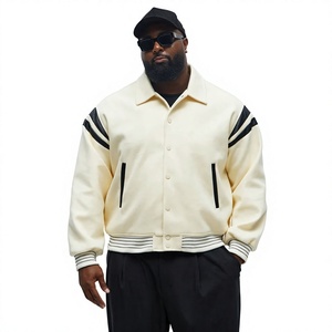Veste universitaire Twin City avec rayures noires, coupe classique, col rabattu, streetwear décontracté, mélange de coton personnalisé, vêtements d'automne - Product Image 1