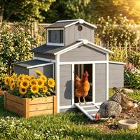 Poulailler Moderne en Bois de Pin Massif MQ – Écologique, Respirant et Stable pour Poulets Toutes Saisons – Entrepôt USA