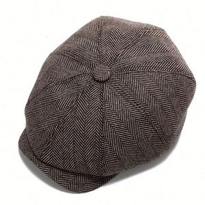 Gorra de lana de tweed de lujo para hombre al por mayor, gorro de invierno con forro acolchado y orejeras, sombrero a cuadros de moda estilo Newsboy para uso casual o deportivo - Product Image 6