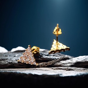 Geometric Triangle Stud Earrings Micro Insert Zircon Unisex Everyday Wear - Product Image 3