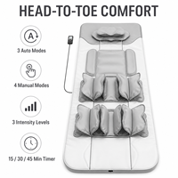 Tapis de massage gris enroulable pour le corps entier avec couverture du cou, du dos, de la taille et des fesses, 3 modes automatiques, 4 modes manuels et minuteur de 15/30/45 minutes