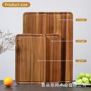 Planche à découper en bois d'acacia transfrontalière, planche à découper en bois massif pour fruits, non peinte, suspendable, planche à découper en bois de mimosa, en bois - Product Image 2