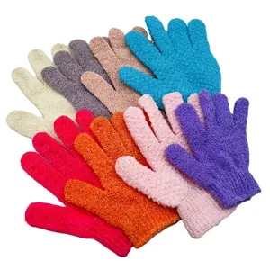 Colorful Nylon Double Sided Exfoliate Bathing Body Glove Solid Scrub Shower Mittens Massaging Bath Gloves