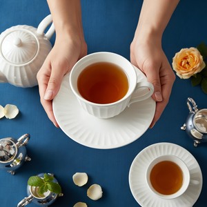 European Style White Porcelain <b>Teacup</b> <b>And</b> <b>Saucer</b> Set Round Solid Color Afternoon Tea Gift - Product Image 2