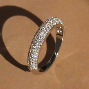 Caoshi xinh xắn Vòng tròn thiết kế dát đầy đủ Bling Bling Zircon Eternity ban nhạc Nhẫn cưới đính hôn bạc mạ nhẫn cho phụ nữ - Product Image 3