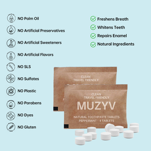 Qen nhãn hiệu riêng kem đánh răng thuốc natrual kem đánh răng máy tính bảng nhai bạc hà rắn du lịch kem đánh răng - Product Image 2