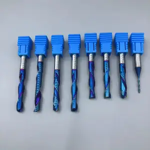 1/4 "x2-1/2" синий нано-твердый карбид спиральный фреза с ЧПУ Концевая фреза