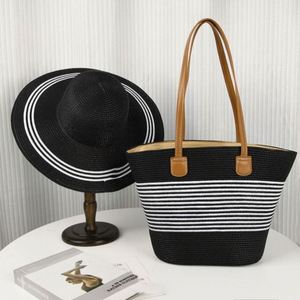 Wholesale Unisex Paper Straw Beach <b>Bag</b> & <b>Hat</b> Fashion Summer Vacation Floppy Wide Brim Character Style Fishing Ski - Product Image 3