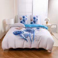 Parure de lit en microfibre unie 100% avec impression numérique, ensemble housse de couette et draps 7D